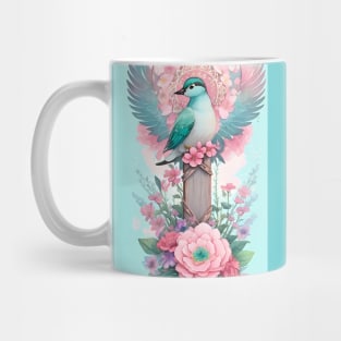 Fanciful Teal Bird Mug